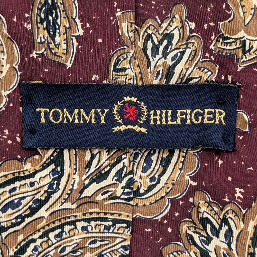 Vintage 90s Tommy Hilfiger Silk Tie Paisley Y2K Preppy Retro Maximalist Eclectic